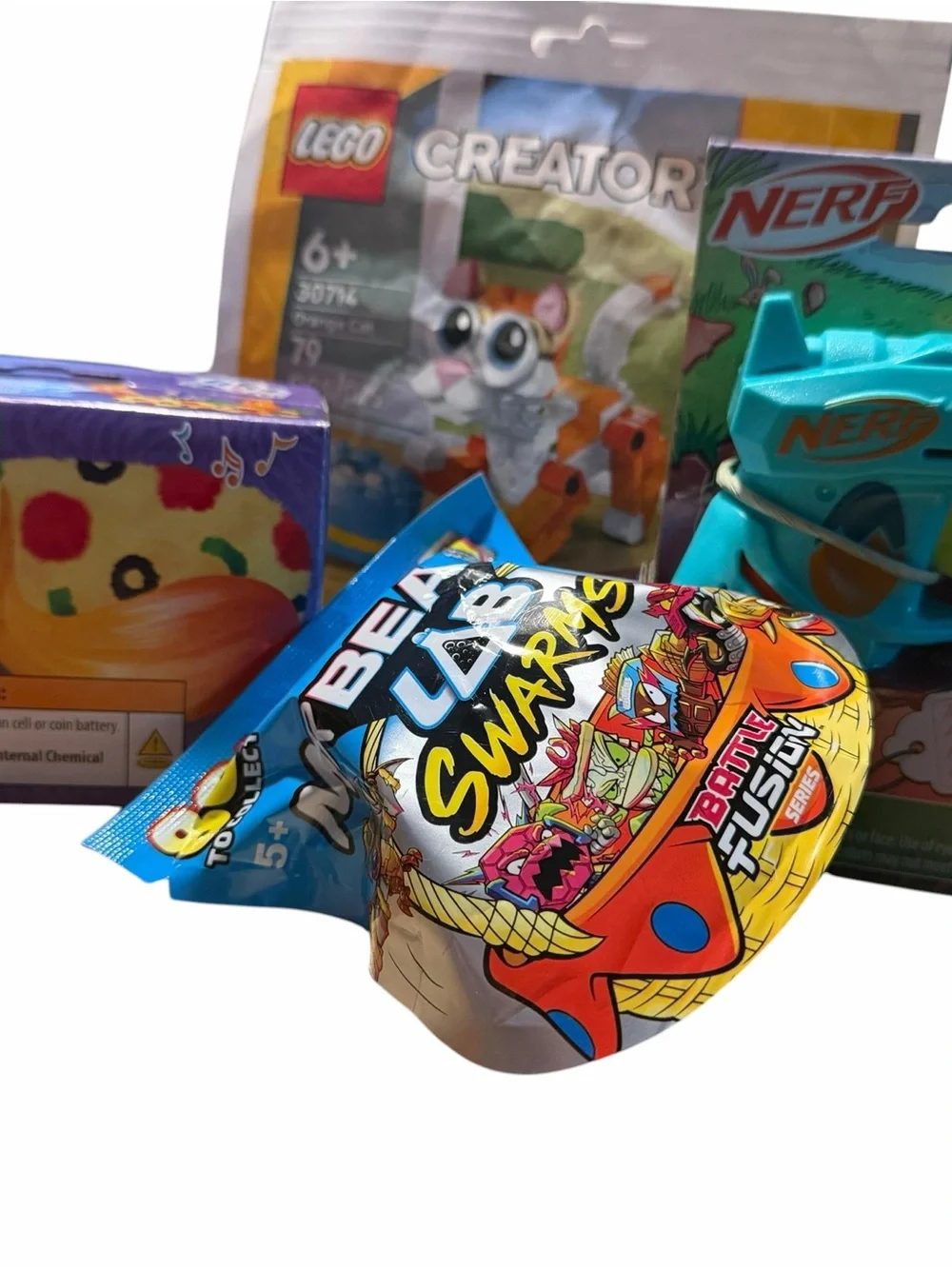 Hasbro Nerf Teal and Kids Toy Bundle with Beast Lab Swarm Pack, Furbie and Legos